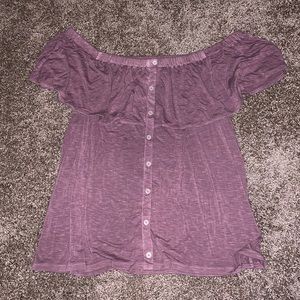 Purple off the shoulder shirt